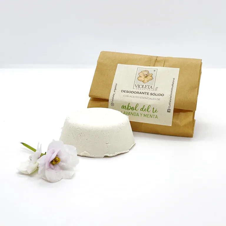 Desodorante Sólido con Aceites Esenciales del Árbol del Té, Lavanda y Menta